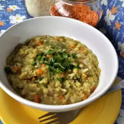 Белена леща с ориз и зеленчуци