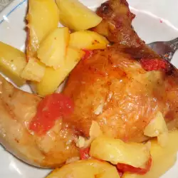 Пилешки бутчета с картофи и домати