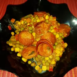 Наденички със зеленчуци на тиган