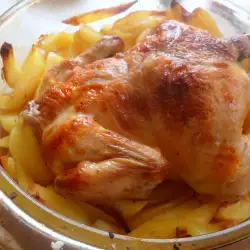 Бързо печено пиле с плънка от кашкавал