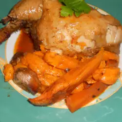 Пилешки бутчета с батати и морков на фурна