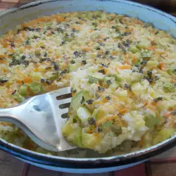 Ориз с тиквички и зелен лук на фурна