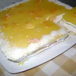 Сметанова торта с желирани резенки и мандарини