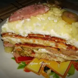 Солена палачинкова торта с катък и кашкавал