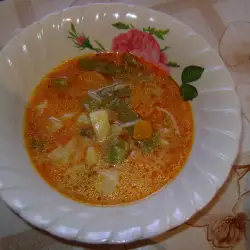 Супа с картофи, зелен боб и фиде