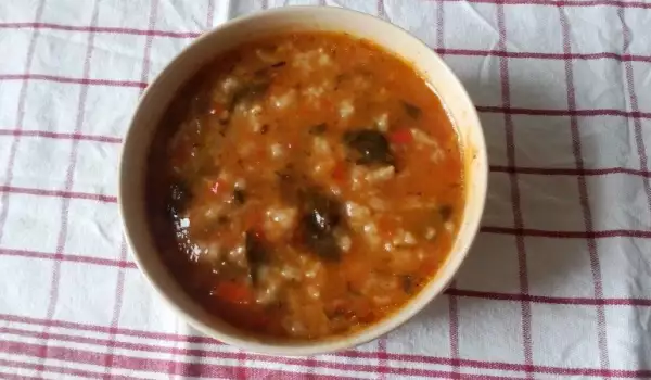 Доматена супа със спанак и ориз