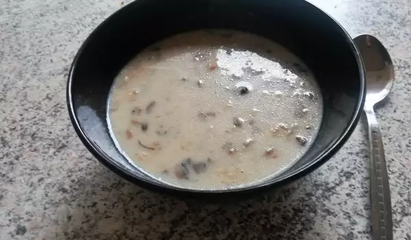 Млечна пилешка супа с гъби