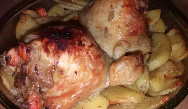 Пълнени пилешки бутчета със зеленчукова плънка