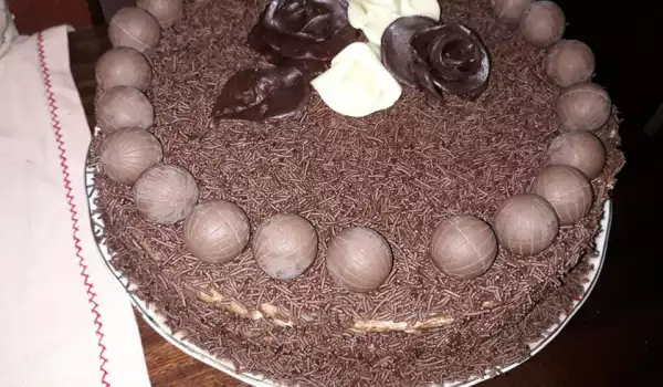 Пандишпанова торта с шоколад и плодове