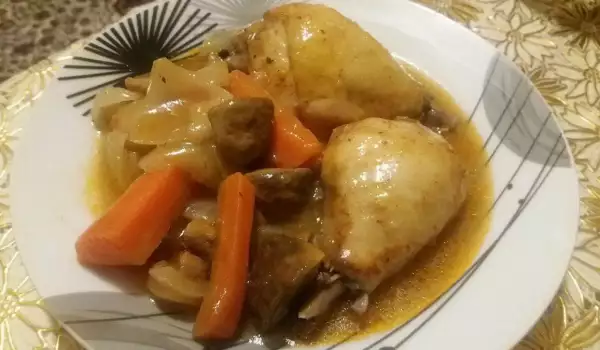 Вкусно пиле с гъби и моркови