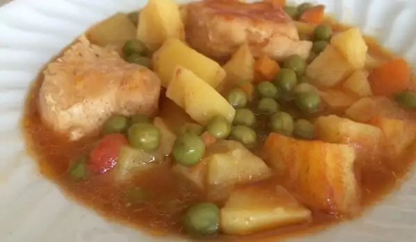 Пилешка яхния със зеленчуци на фурна