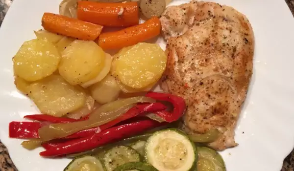 Пилешки гърди със зеленчуци