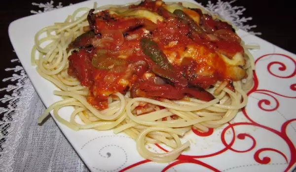 Спагети с червено песто
