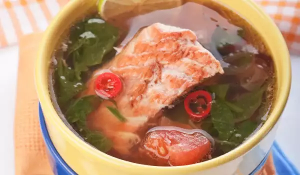 Супа от риба със спанак