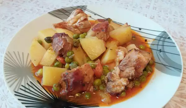 Свинско с грах и картофи на фурна