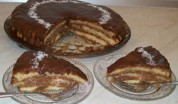 Торта с банани и течен шоколад