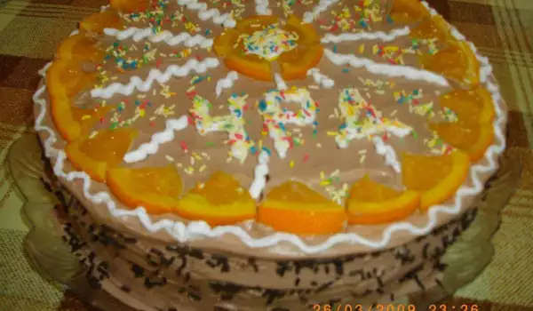 Торта с портокал и банани