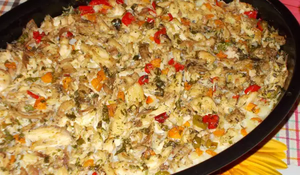 Пъстра заешка гозба с ориз и зеленчуци