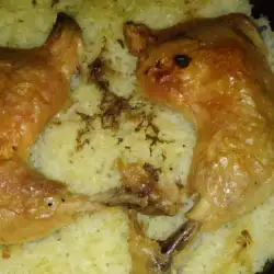 Пилешки бутчета с ориз на фурна без запръжка