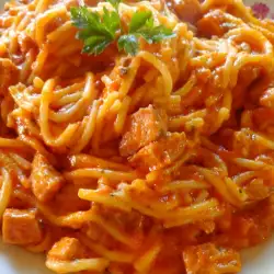 Спагети с кренвирши и домати