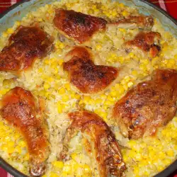 Пиле с грах и царевица