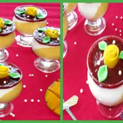Манго-ванилия йогурт с балсамов сос от малини