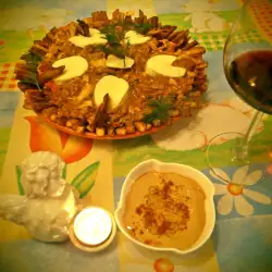 Мидена яхния с картофи и рулца от раци