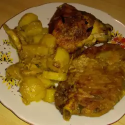 Пиле и свински пържоли с куркума