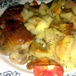 Домашно печено пиле с домашни картофи