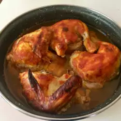 Печено пиле с доматено пюре