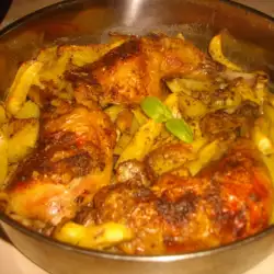 Пилешки бутчета с картофи и къри на фурна