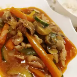 Пилешко по китайски с чушки