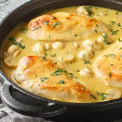 Пиле Диан със сметанов сос и гъби