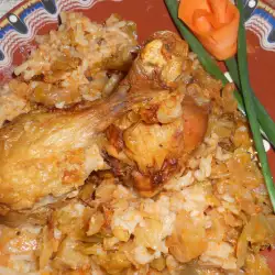 Пиле с ориз и лук