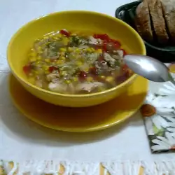 Пилешка супа с фиде и чушки