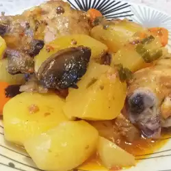 Пиле с картофи и вино