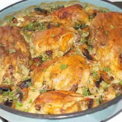 Печени пилешки гръбнаци с гъби и ориз