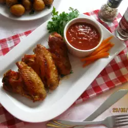 Пилешки крилца с BBQ сос (домашен)