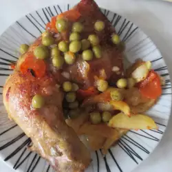 Пилешко на фурна с моркови