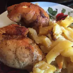 Пилешко филенце с топено сирене, кашкавал и картофки на фурна