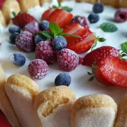 Десерт със сметана и ягоди