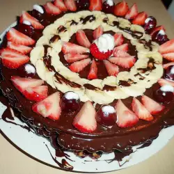 Шоколадова торта с ягоди и плодове