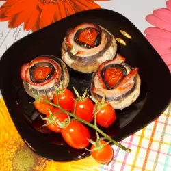 Гъби на фурна с чери домати