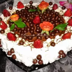 Шоколадова торта с ягоди и банани