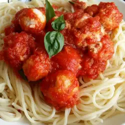 Спагети с рикотени топчета и домати