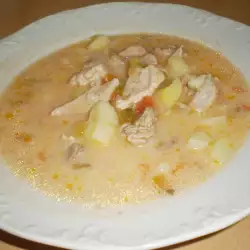 Супа със свинско месо, ориз и зеленчуци