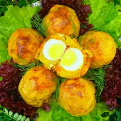 Сгушени яйца в зеленчукови топки