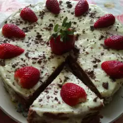 Шоколадова торта с бита сметана и ягоди