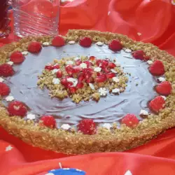 Десерт с малини и шоколад
