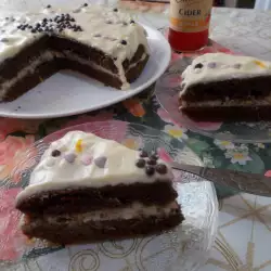 Какаова торта с кафе и бял крем